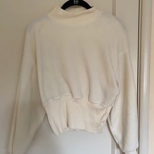Stradivarius fleece white sweater, S